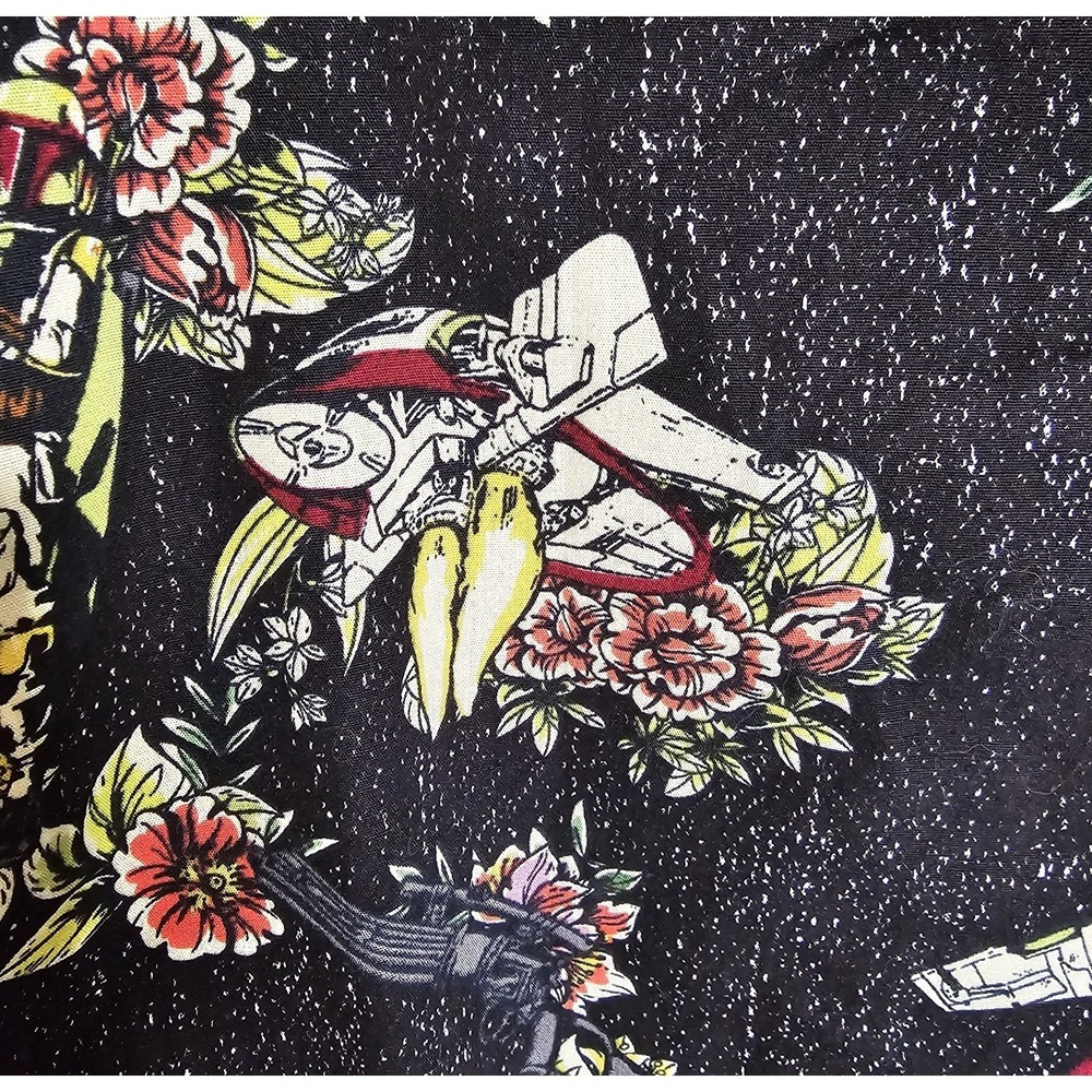 Star Wars Boba Fett Button Down Men's L Floral Button Down Collared Black Red - Picture 6 of 9
